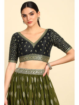 Soch - Black Embroidered Stitched Blouse with Zari