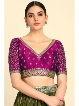 Soch - Wine Embroidered Stitched Blouse with Zari