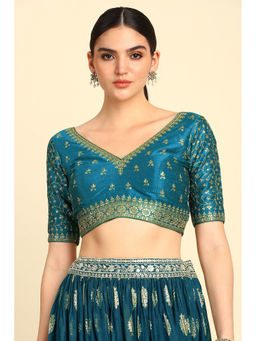 Soch - Teal Embroidered Stitched Blouse with Zari