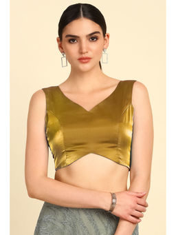 Soch - Gold Tissue Solid Stitched Blouse & Unstitched Sleeves (Set of 2)