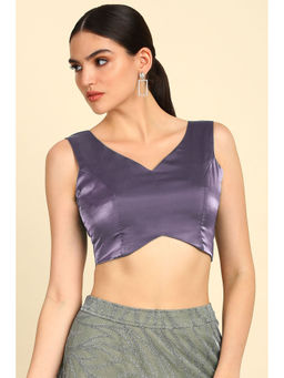 Soch - Lavender Tissue Solid Stitched Blouse & Unstitched Sleeves (Set of 2)