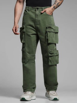 Jack & Jones - Green Loose Fit Cargo Jeans