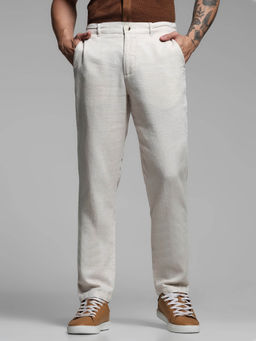 Jack & Jones - Off White Textured Slim Fit Chino Pants