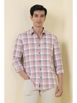 Allen Solly - Pink Custom Fit Checks Full Sleeves Casual Shirt