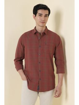 Allen Solly - Rust Custom Fit Checks Full Sleeves Casual Shirt