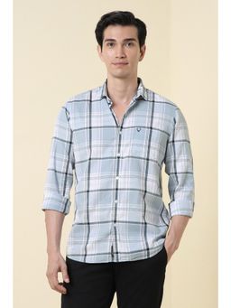 Allen Solly - Light Blue Custom Fit Checks Full Sleeves Casual Shirt