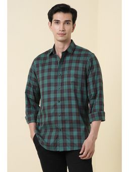Allen Solly - Green Slim Fit Checks Full Sleeves Casual Shirt