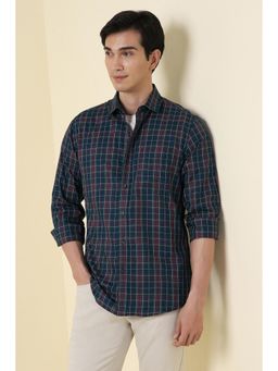 Allen Solly - Navy Blue Slim Fit Checks Full Sleeves Casual Shirt