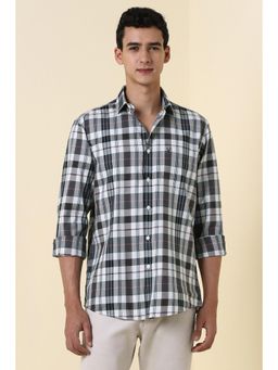 Allen Solly - Light Grey Slim Fit Checks Full Sleeves Casual Shirt