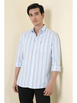 Allen Solly - Light Blue Slim Fit Stripes Full Sleeves Casual Shirt
