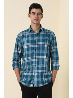 Allen Solly - Blue Slim Fit Checks Full Sleeves Casual Shirt