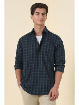 Allen Solly - Navy Blue Checks Full Sleeves Casual Shirt
