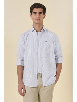 Allen Solly - Grey Slim Fit Stripes Full Sleeves Casual Shirt