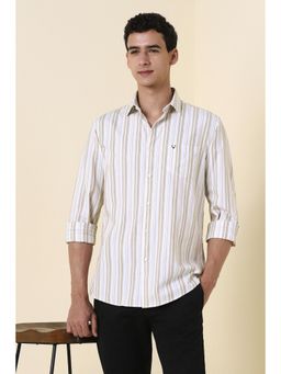 Allen Solly - Beige Slim Fit Stripes Full Sleeves Casual Shirt