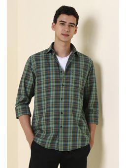 Allen Solly - Green Slim Fit Checks Full Sleeves Casual Shirt