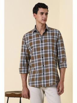 Allen Solly - Brown Slim Fit Checks Full Sleeves Casual Shirt