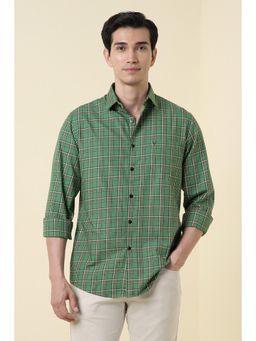 Allen Solly - Green Slim Fit Checks Full Sleeves Casual Shirt