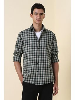 Allen Solly - Green Slim Fit Checks Full Sleeves Casual Shirt