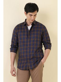 Allen Solly - Navy Blue Slim Fit Checks Full Sleeves Casual Shirt
