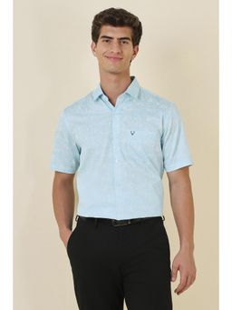 Allen Solly - Light Blue Print Half Sleeves Formal Shirt