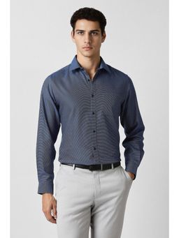 Van Heusen - Navy Blue Textured Full Sleeves Formal Shirt