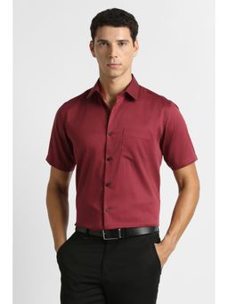 Van Heusen - Maroon Checks Half Sleeves Formal Shirt