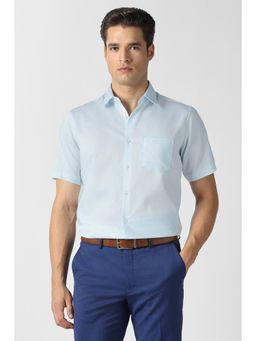 Van Heusen - Light Blue Textured Half Sleeves Shirt