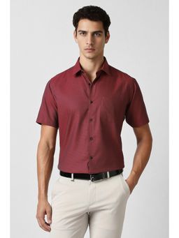 Van Heusen - Maroon Textured Half Sleeves Shirt