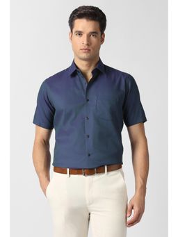 Van Heusen - Blue Textured Half Sleeves Shirt