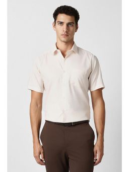 Van Heusen - Beige Textured Half Sleeves Shirt