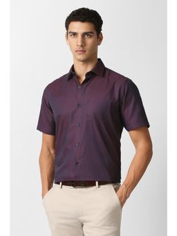 Van Heusen - Purple Textured Half Sleeves Shirt
