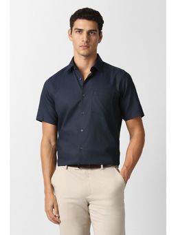 Van Heusen - Navy Blue Textured Half Sleeves Shirt