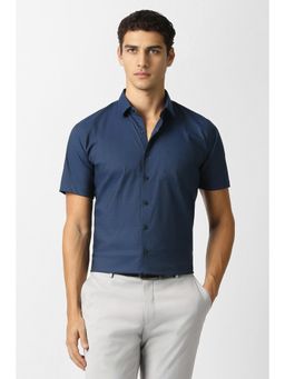 Van Heusen - Navy Blue Checks Half Sleeves Formal Shirt