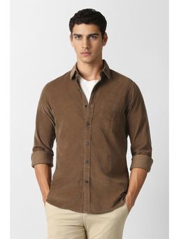 Van Heusen - Brown Solid Full Sleeves Casual Shirt