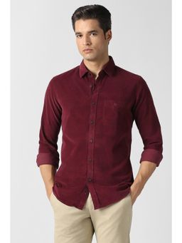 Van Heusen - Maroon Solid Full Sleeves Casual Shirt