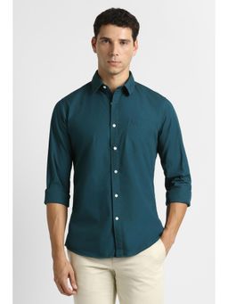 Van Heusen - Teal Solid Full Sleeves Casual Shirt