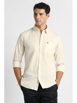 Van Heusen - Beige Textured Full Sleeves Casual Shirt
