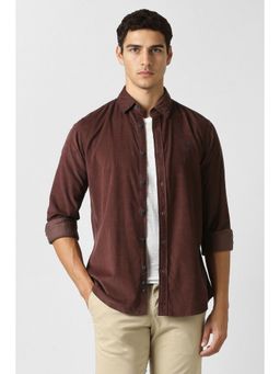 Van Heusen - Brown Solid Full Sleeves Casual Shirt