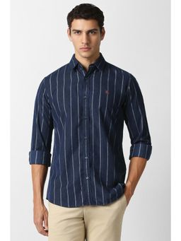 Van Heusen - Navy Blue Stripes Full Sleeves Casual Shirt