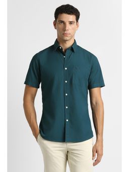 Van Heusen - Green Solid Half Sleeves Casual Shirt