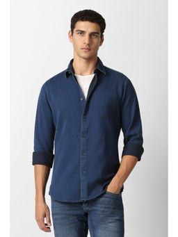 Van Heusen - Navy Blue Solid Full Sleeves Casual Shirt