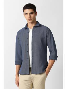 Van Heusen - Navy Blue Print Full Sleeves Casual Shirt