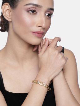 Estele - Gold Plated Dna Twist Cuff Bracelet With Austrian Crystals For Women