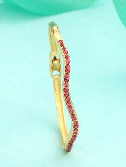 Estele - Gold Plated Glamorous Bracelet With Pink Crystals For Women