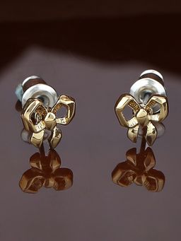 Estele - Gold Plated Ribbon Designer Stud Earrings For Women