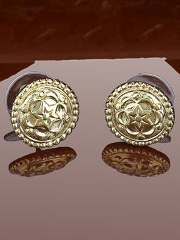 Estele - Gold Plated Stamped Floral Stud Earrings For Women