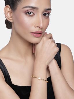 Estele - Gold Plated Solitaire Studded Bracelet With Crystals For Women