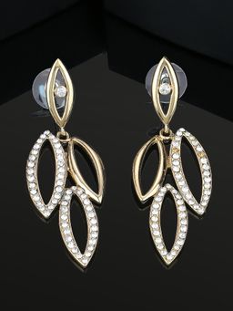 Estele - Gold Plated Leaf Designer Earrings For Women