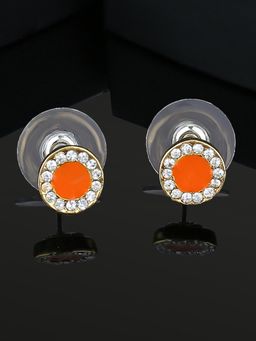 Estele - Gold Plated Circle Stud Earring With Enamel For Women