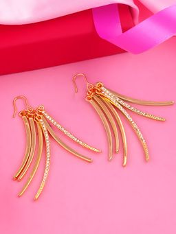 Estele - Gold Plated Metallic Tassel Earrings For Women